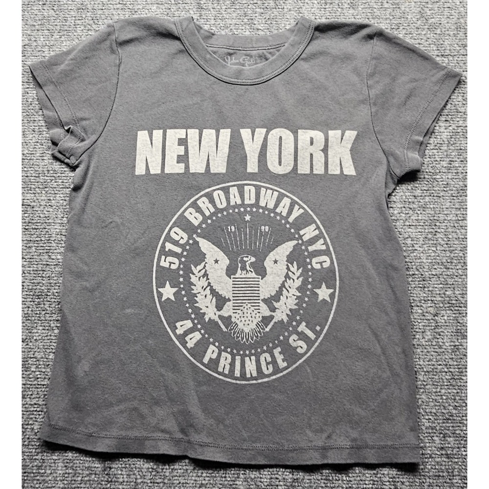 John Galt Brandy Melville New York Broadway Prince St Graphic Tee Gray One Size